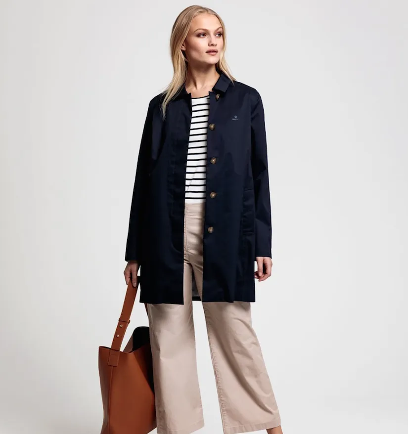 Impermeabile Gant donna blu tech prep con bottoni 4751018