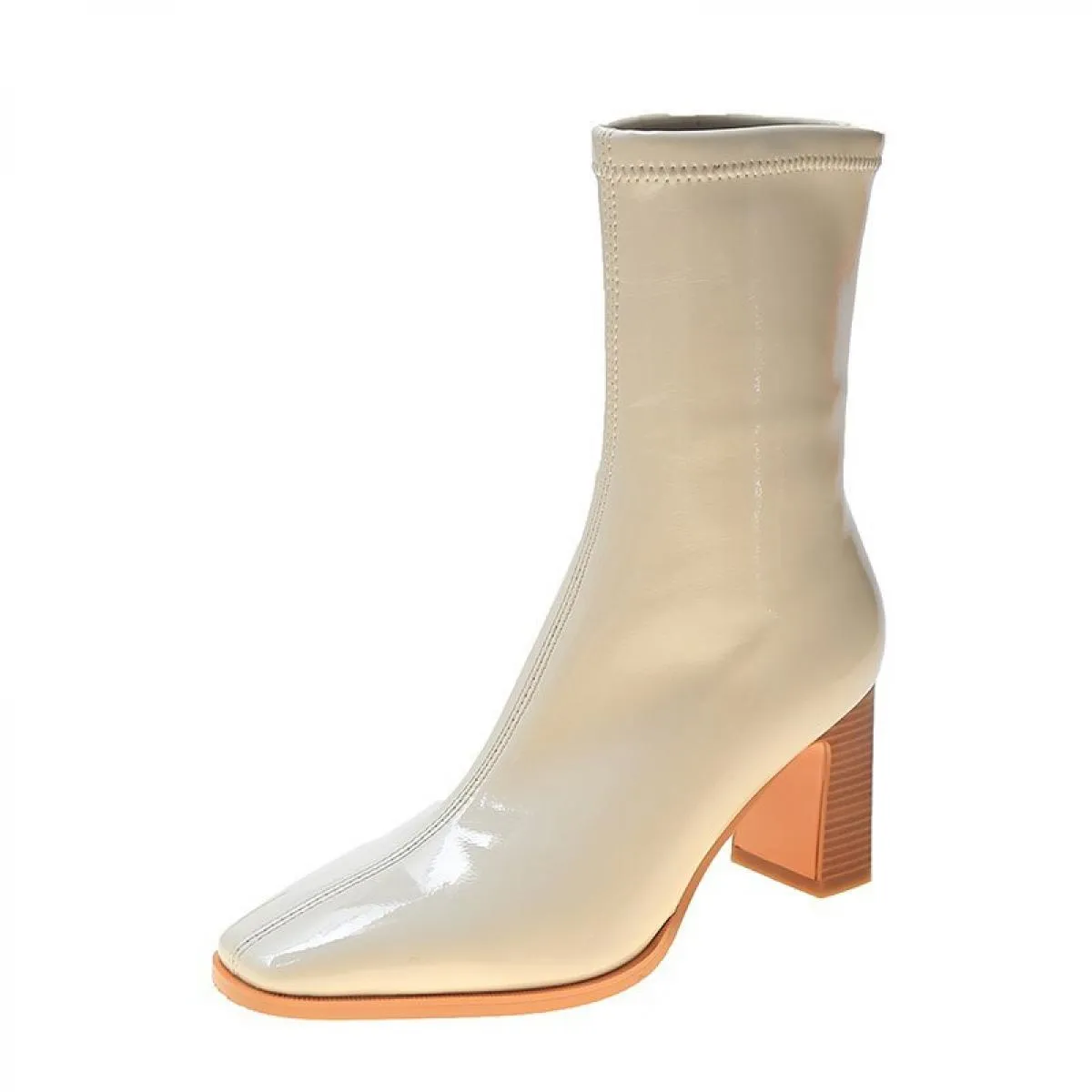 Inverno Caviglia Donna Tacchi alti Scarpe Chunky Chelsea Boots 2023 Nuove pompe di moda Stivali da moto Punta quadrata Casual Do