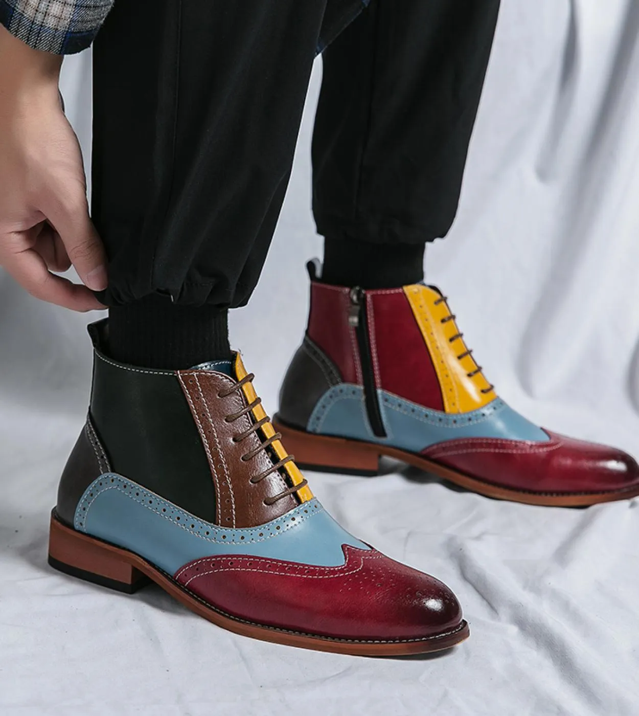 Inverno uomo spessa suola in legno stivali chelsea uomini di lusso vestono scarpe casual tendenza tutti gli stivali da uomo piat