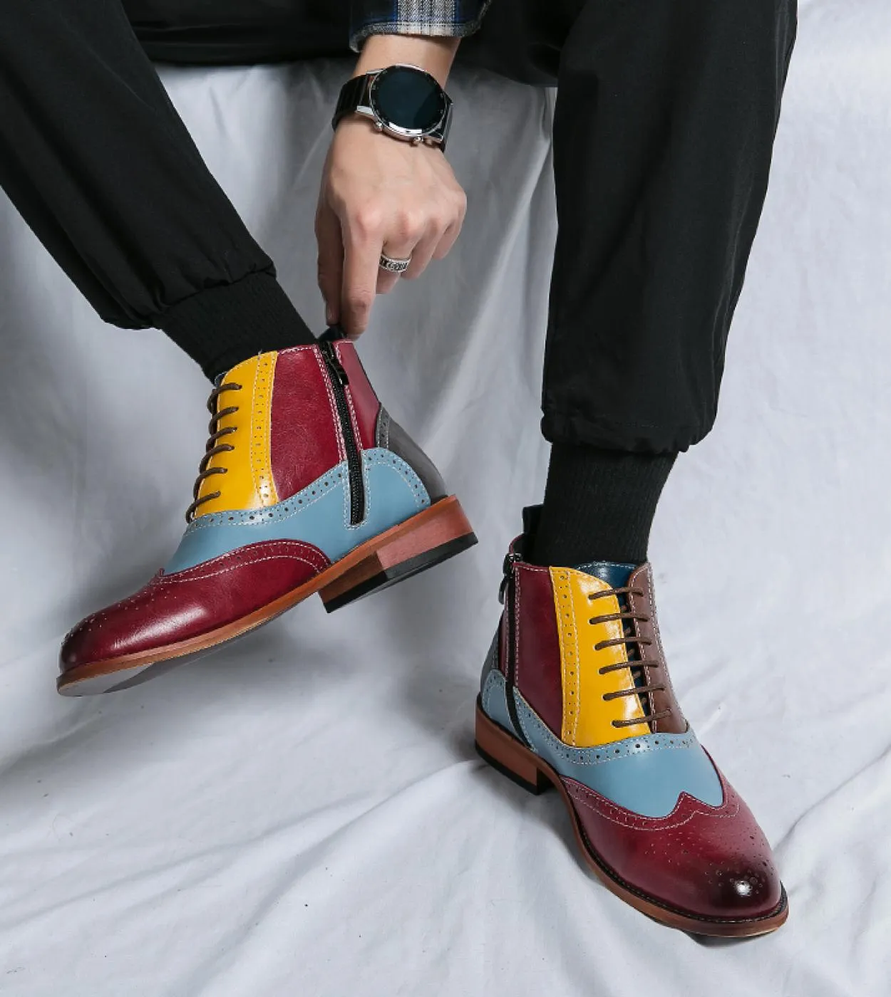 Inverno uomo spessa suola in legno stivali chelsea uomini di lusso vestono scarpe casual tendenza tutti gli stivali da uomo piat