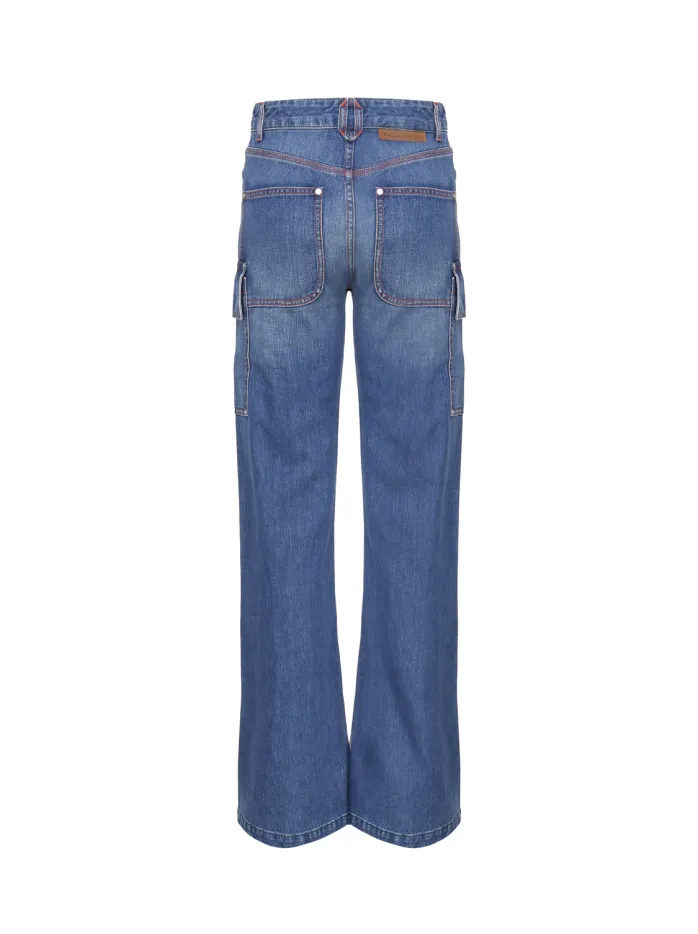 JEANS CARGO RETRÒ IN DENIM DI COTONE