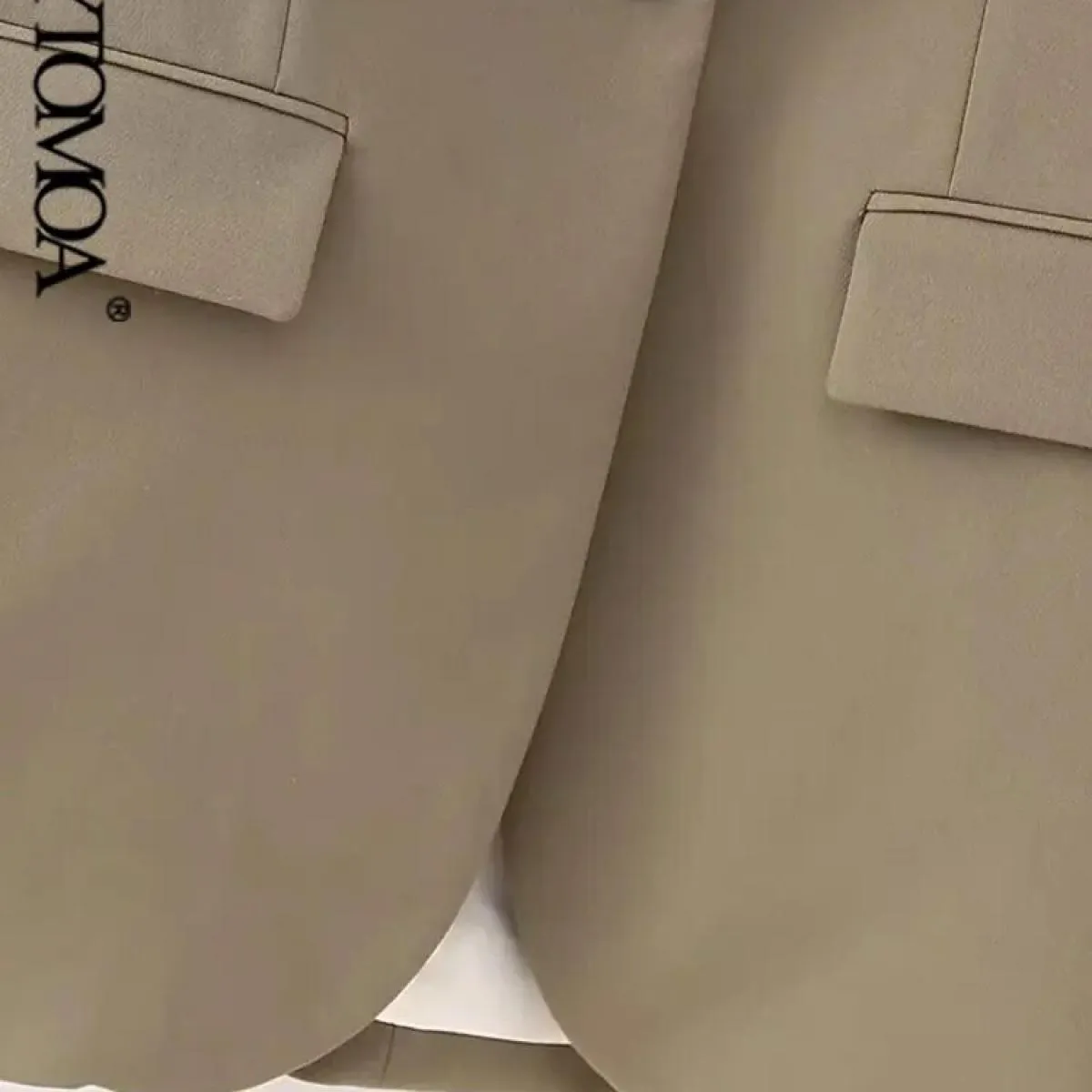 Kpytomoa Cappotto blazer dritto con bottone singolo moda donna Vintage maniche lunghe tasche con patta Capispalla femminile Top