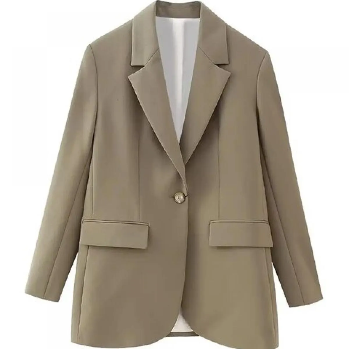 Kpytomoa Cappotto blazer dritto con bottone singolo moda donna Vintage maniche lunghe tasche con patta Capispalla femminile Top