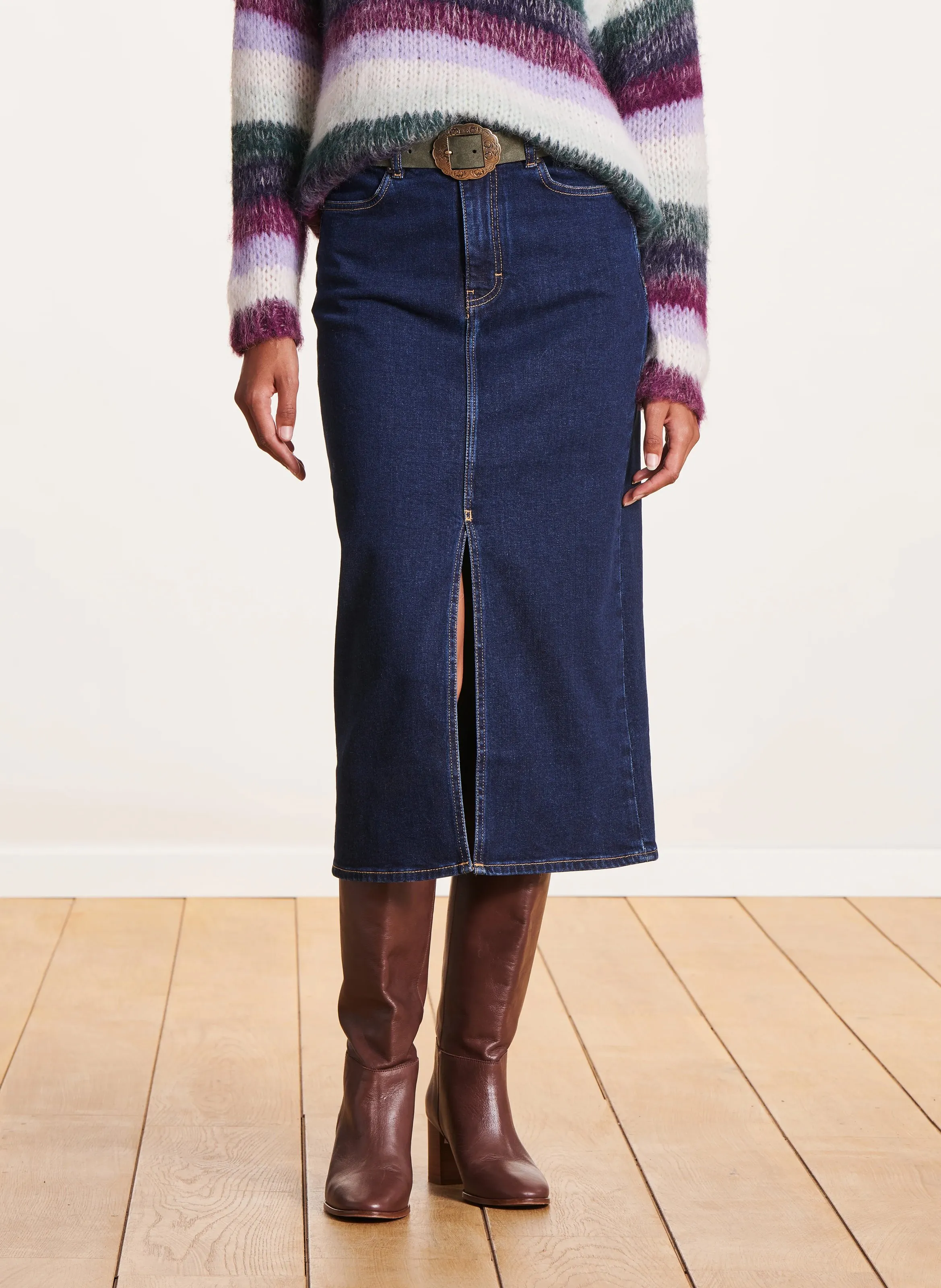  LA FEE MARABOUTEE   Gonna longuette in denim | Blu
