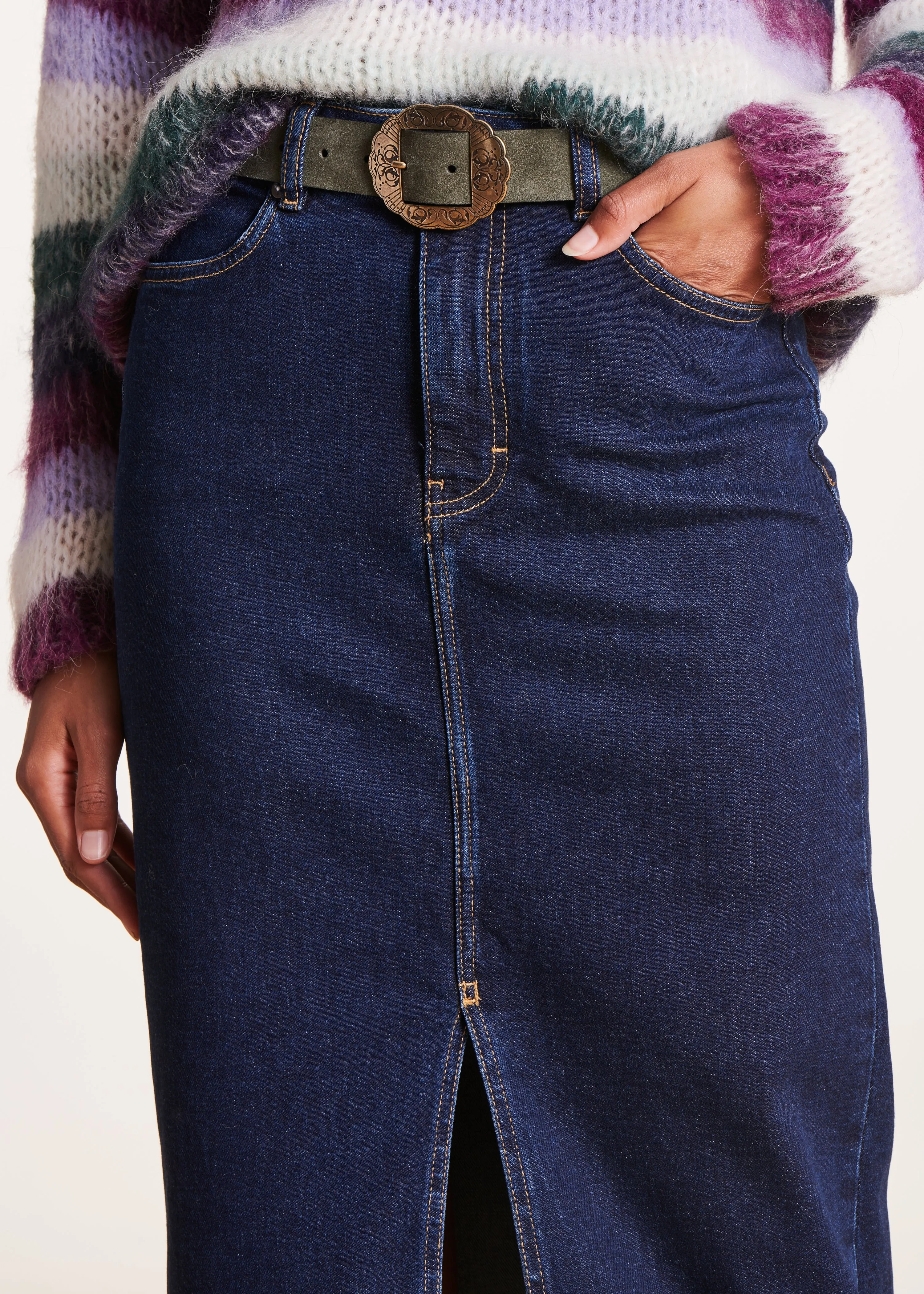  LA FEE MARABOUTEE   Gonna longuette in denim | Blu