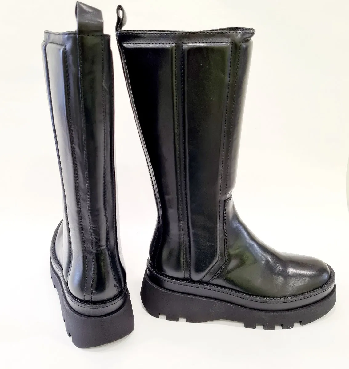 Les Poèmes stivale fondo gomma para alta 6 cm  pelle black rif.737