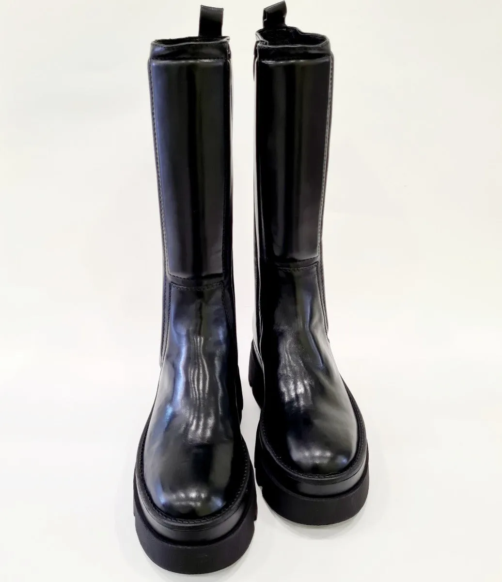 Les Poèmes stivale fondo gomma para alta 6 cm  pelle black rif.737
