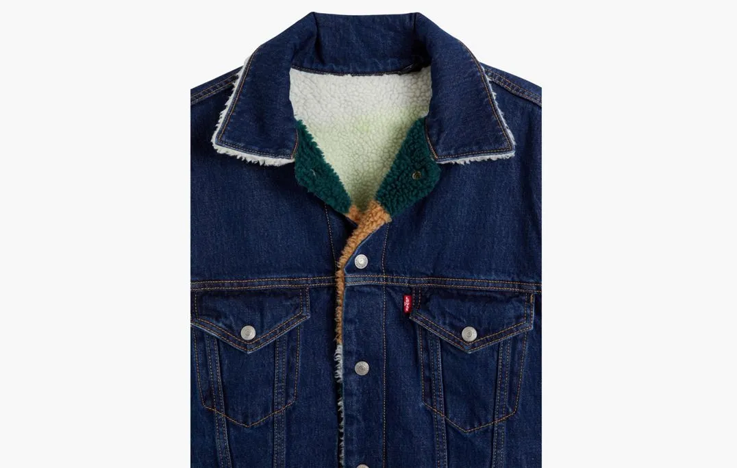 Levi's Men's reversible Sherpa denim jacket A31760000 medium indigo stonewash 