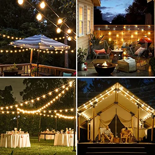 litogo Catena Luminosa Esterno, 35.5M Luci da Esterno Giardino, 50+2 G40 LED Plastica Lampadine 2700K, Impermeabile Luci da Giar