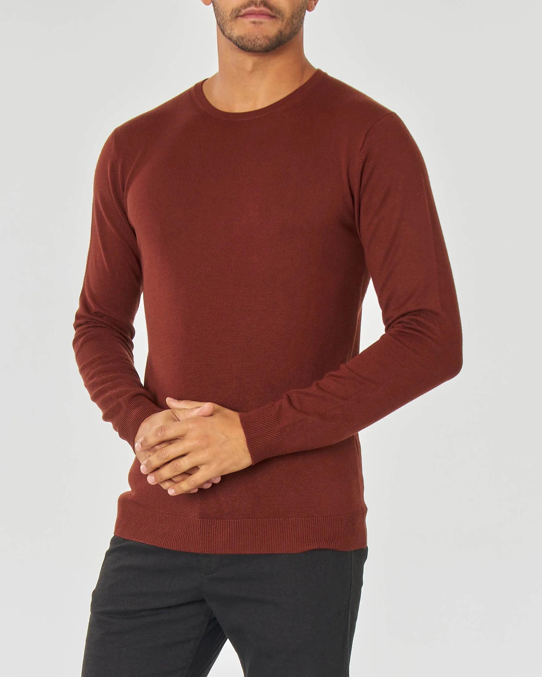Maglia color caramello girocollo tinta unita