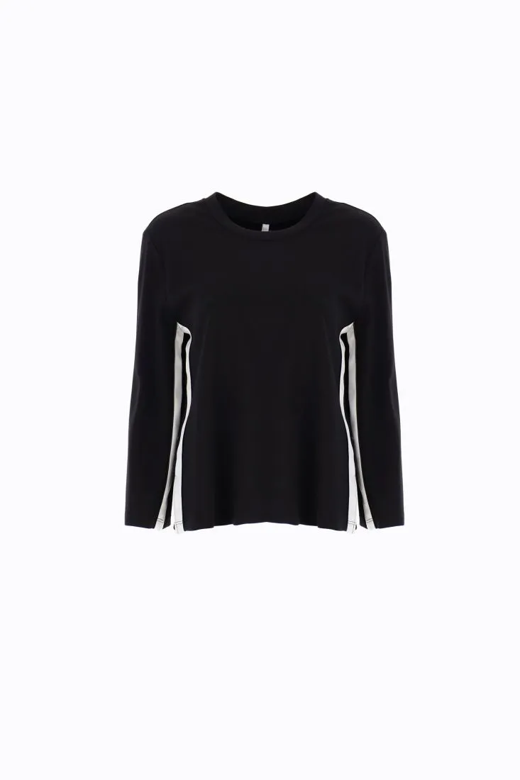 Maglia girocollo con bande laterali