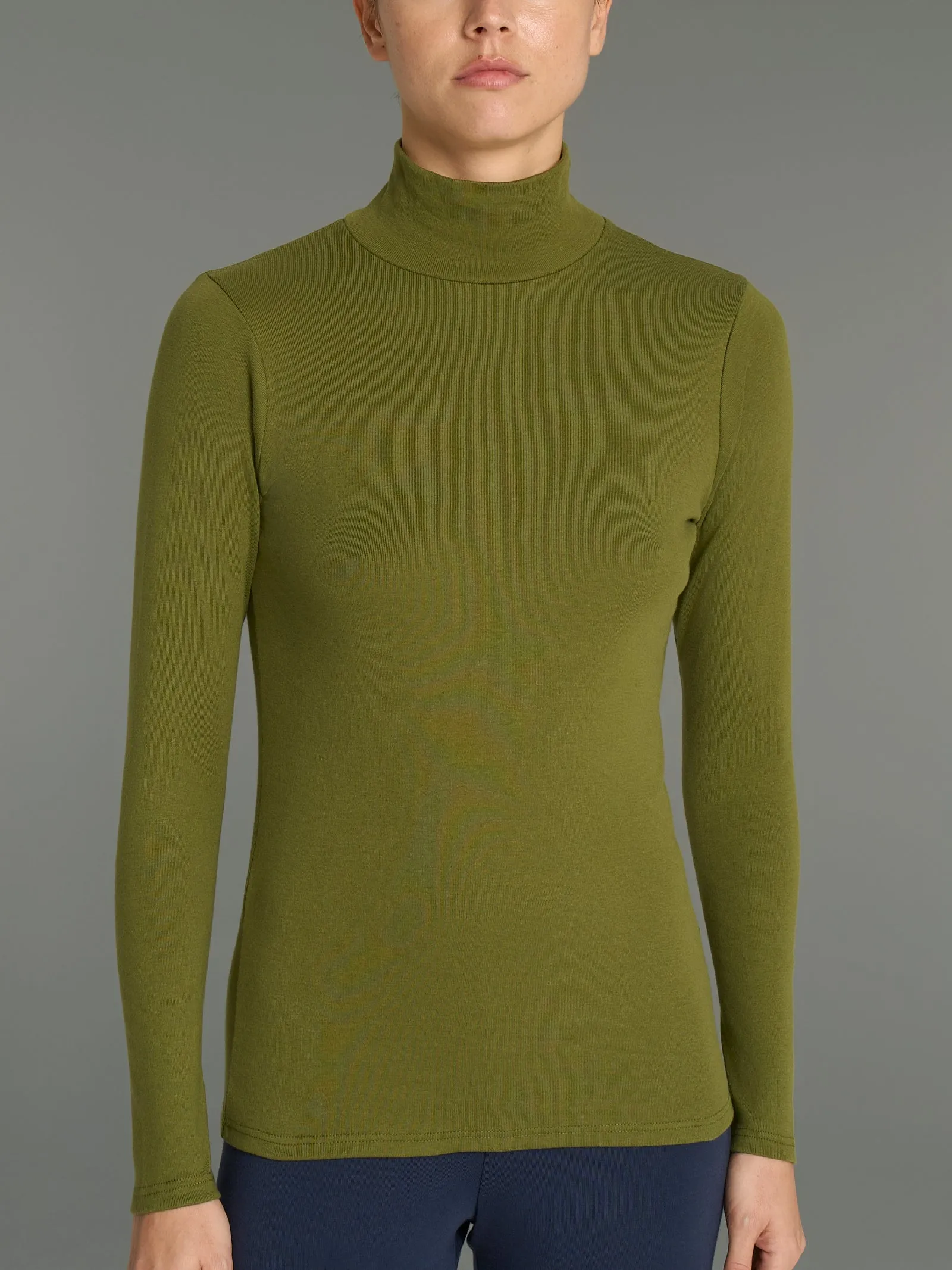Maglietta collo alto in Eco Cotton - Sphagnum