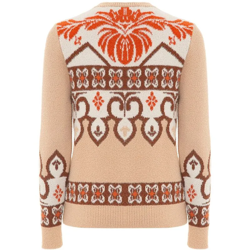 Maglione cammello damascato 