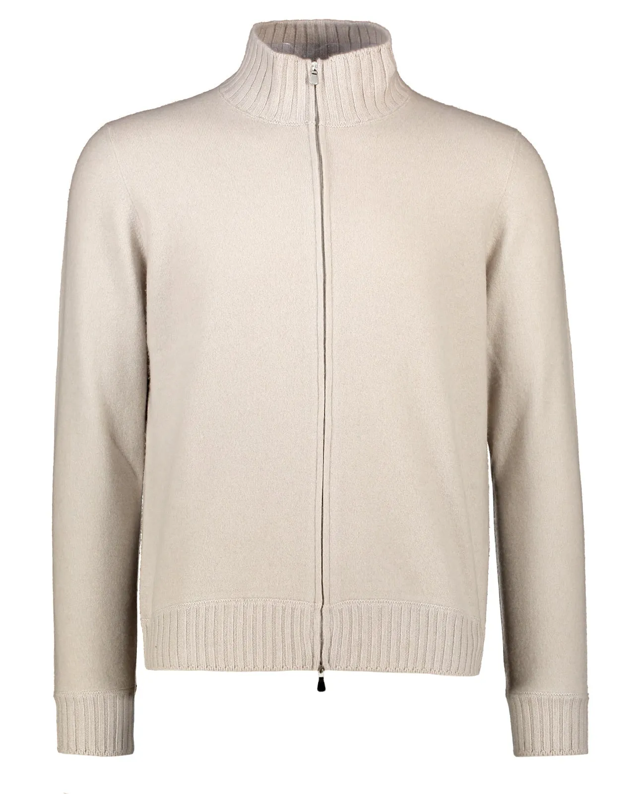 Maglione con zip cashmere beige