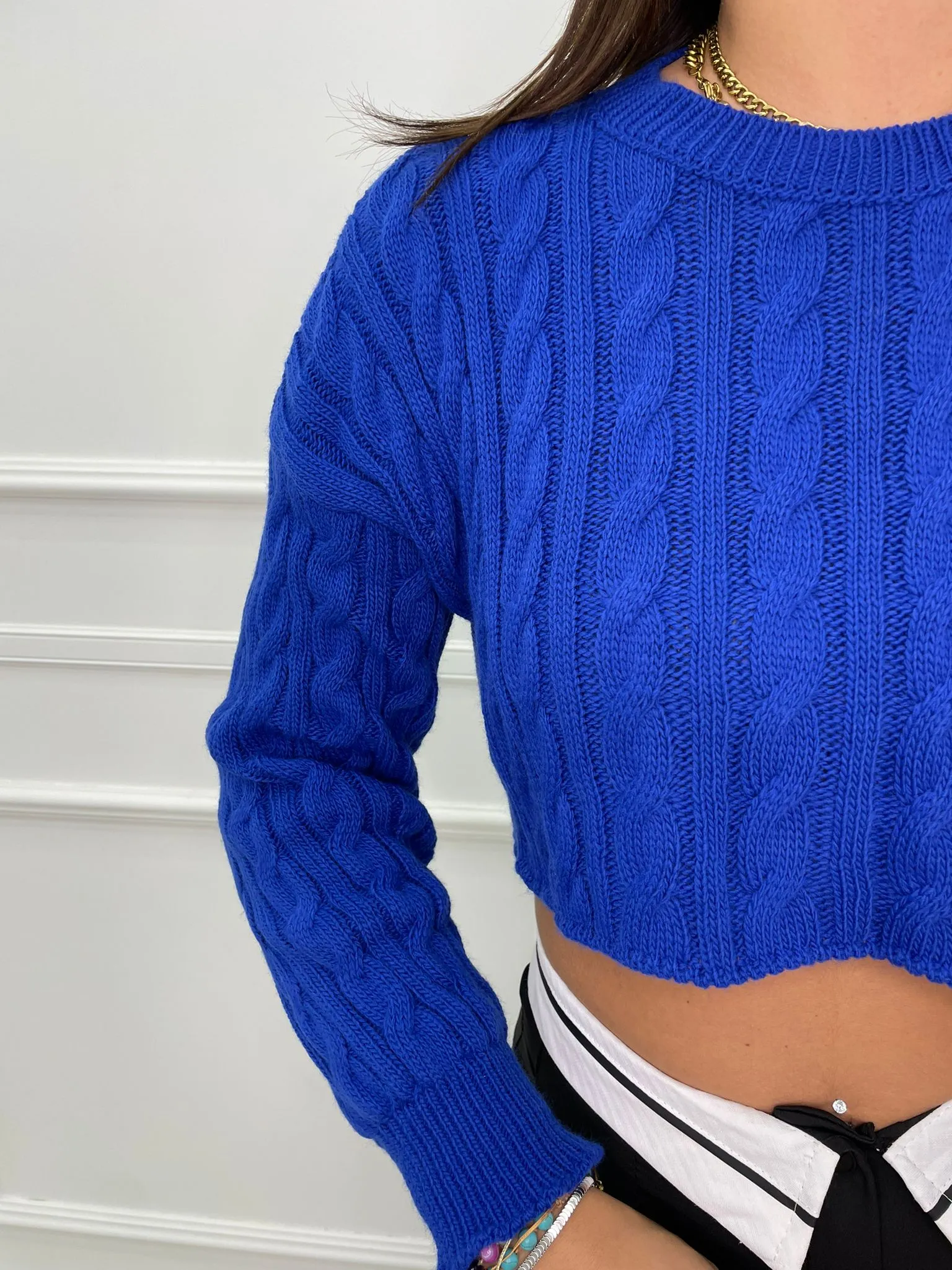 Maglione crop tinta unita