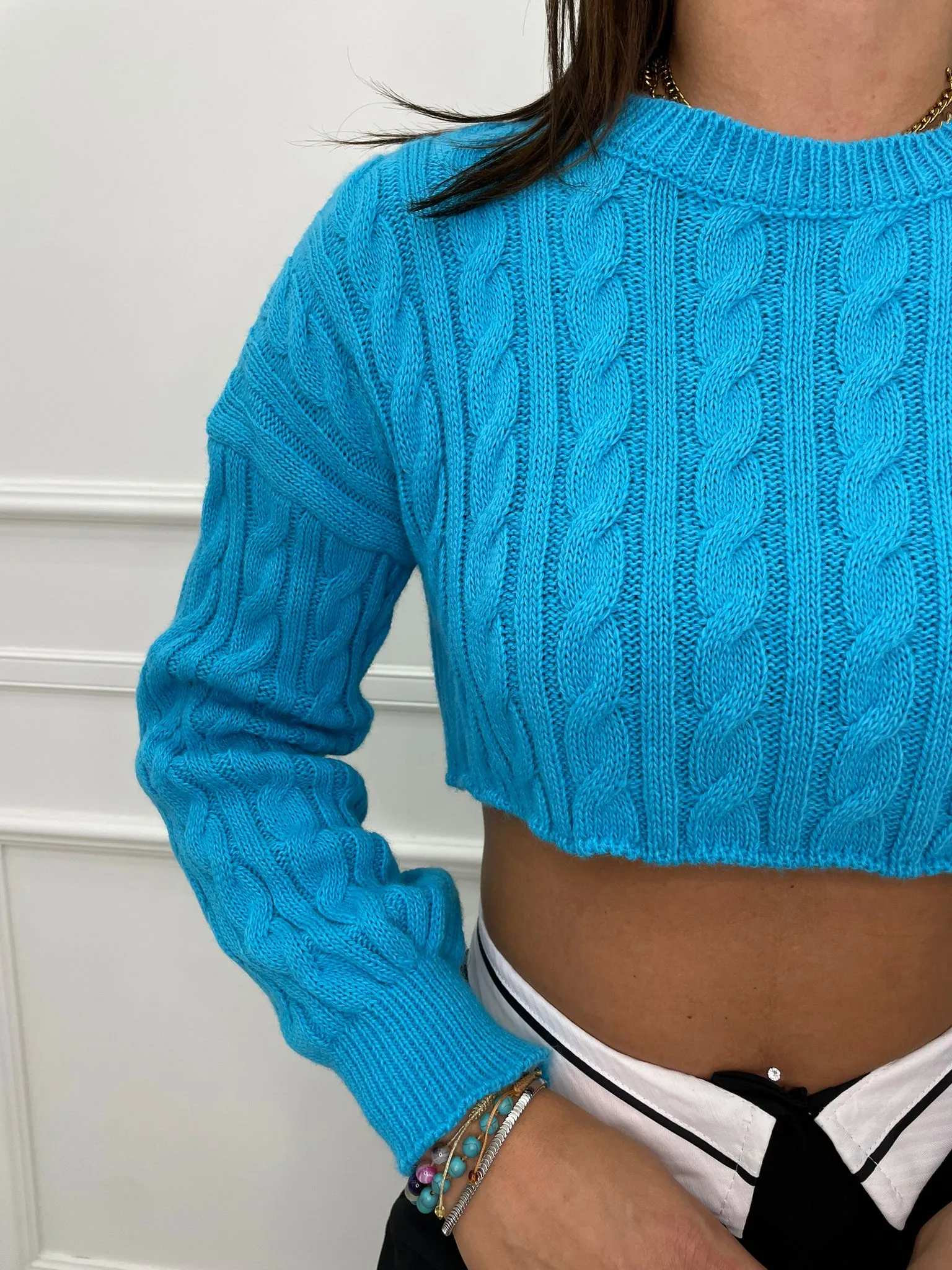 Maglione crop tinta unita