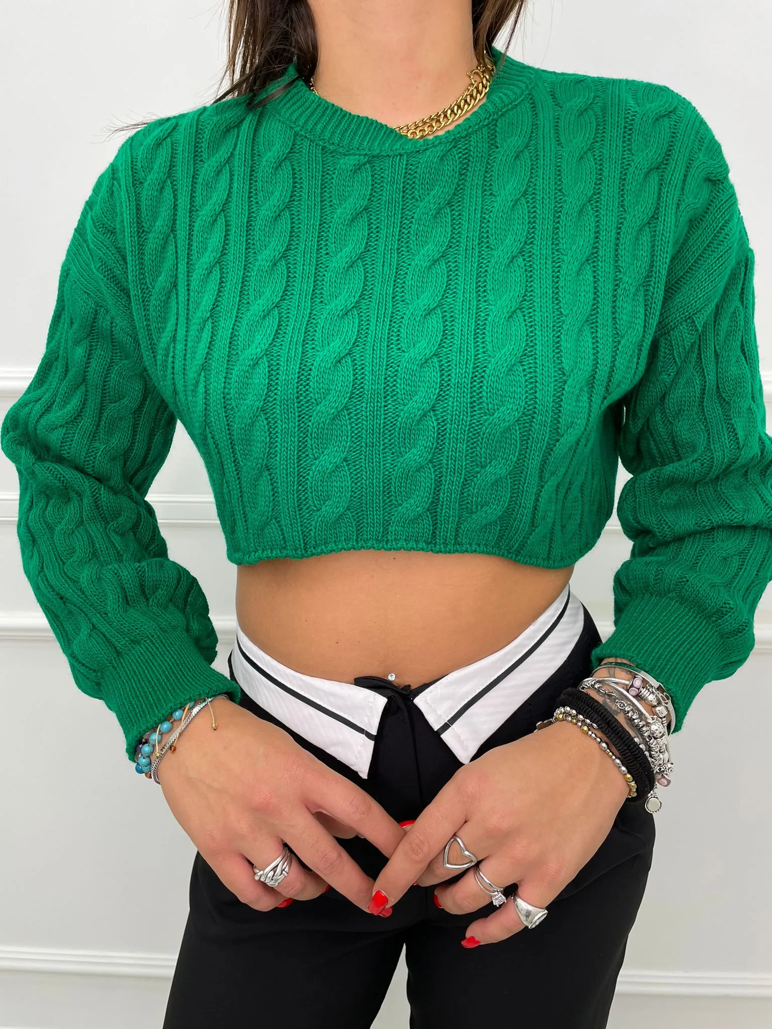 Maglione crop tinta unita