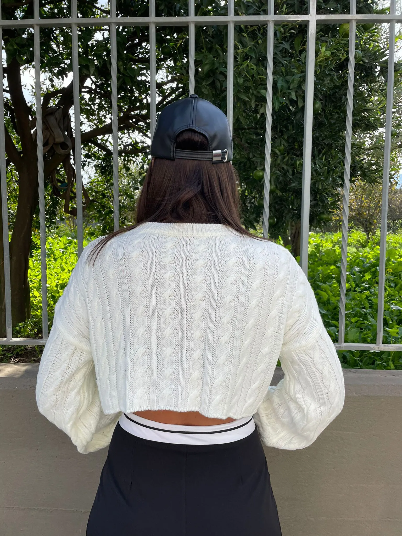 Maglione crop tinta unita