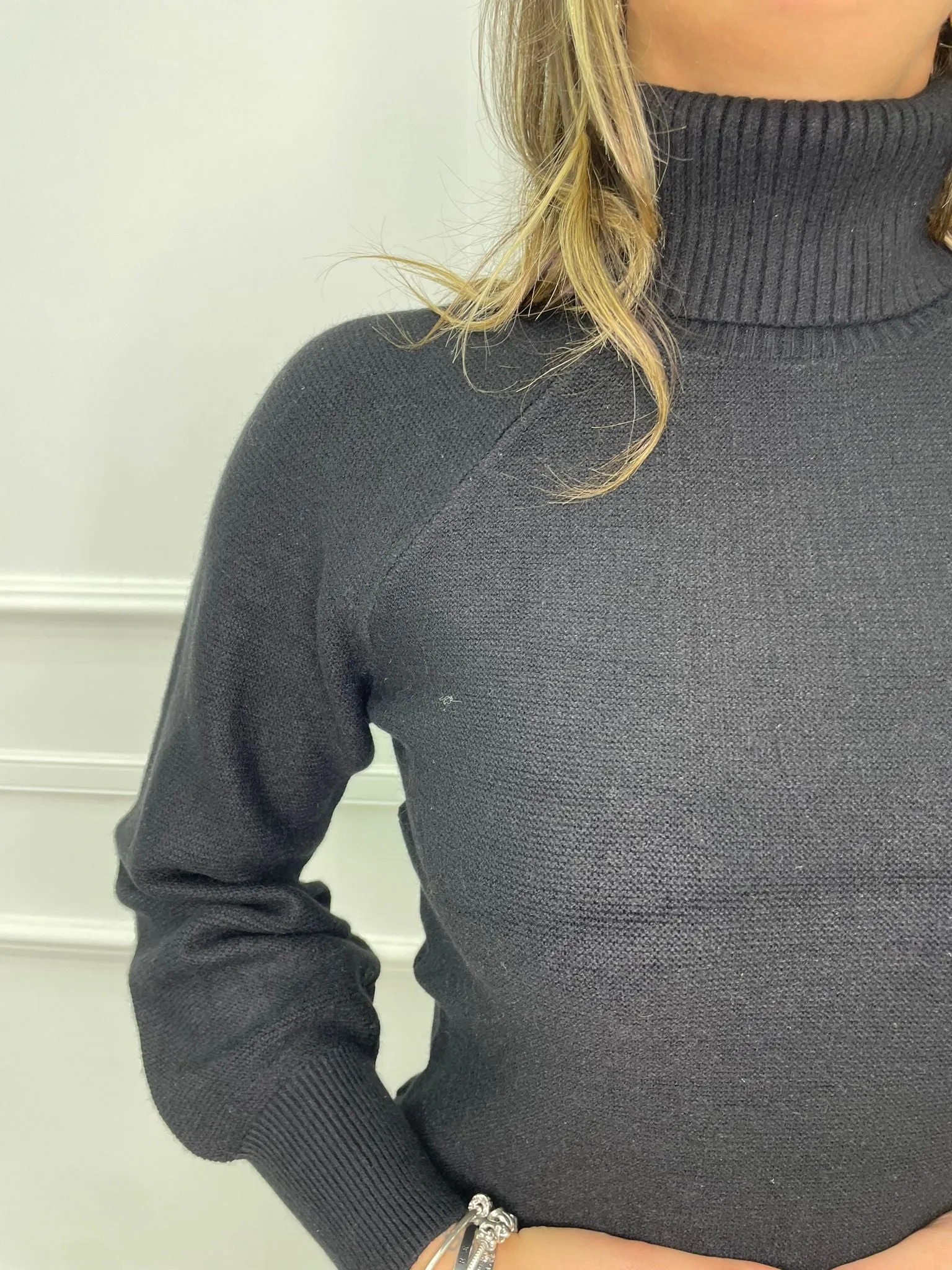 Maglione over collo alto tinta unita