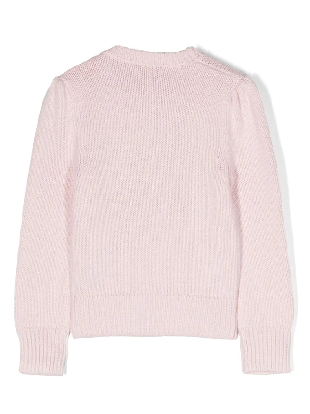 Maglione per bambina Ralph Lauren Kids rosa con ricamo bandiera