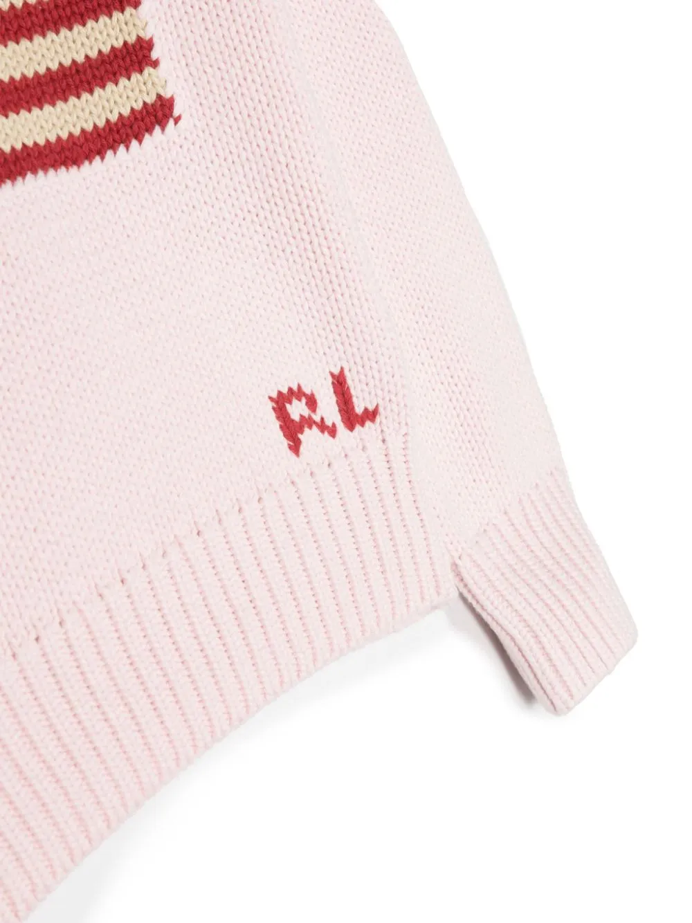 Maglione per bambina Ralph Lauren Kids rosa con ricamo bandiera