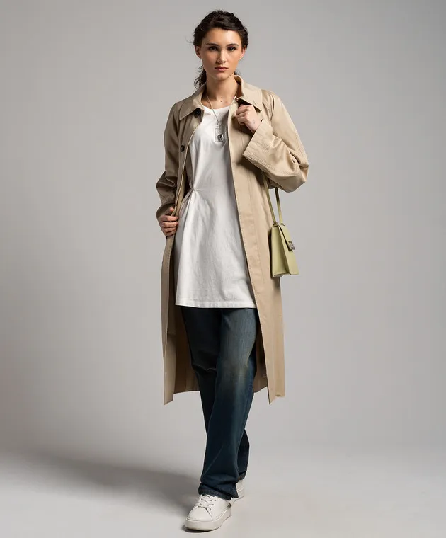 Maison Margiela MM6 Impermeabile beige con ricamo logo S52AH0074S78550