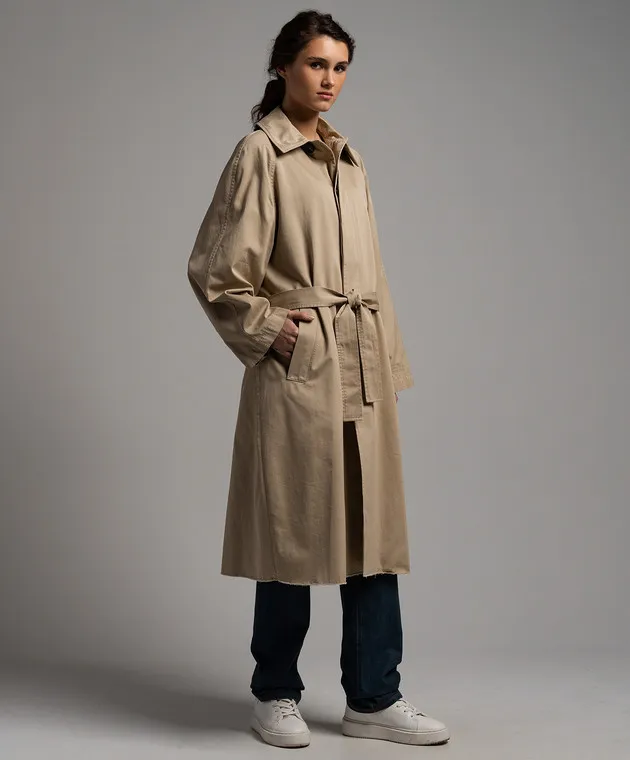 Maison Margiela MM6 Impermeabile beige con ricamo logo S52AH0074S78550