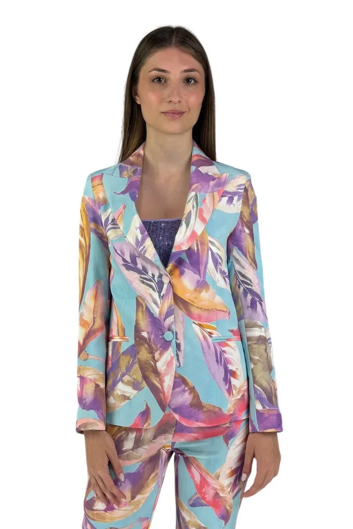 Markup giacca a fantasia in morbido tessuto stretch mw666106