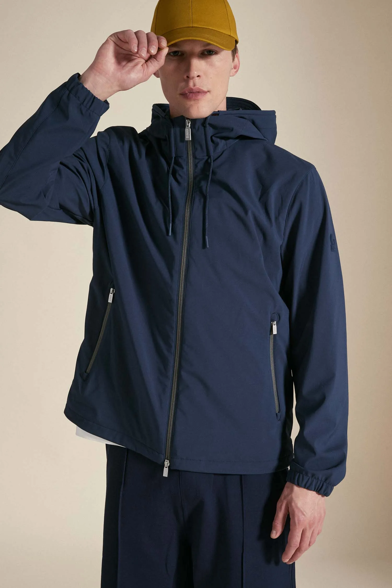 MARSIC – Giacca blu con cappuccio in softshell
