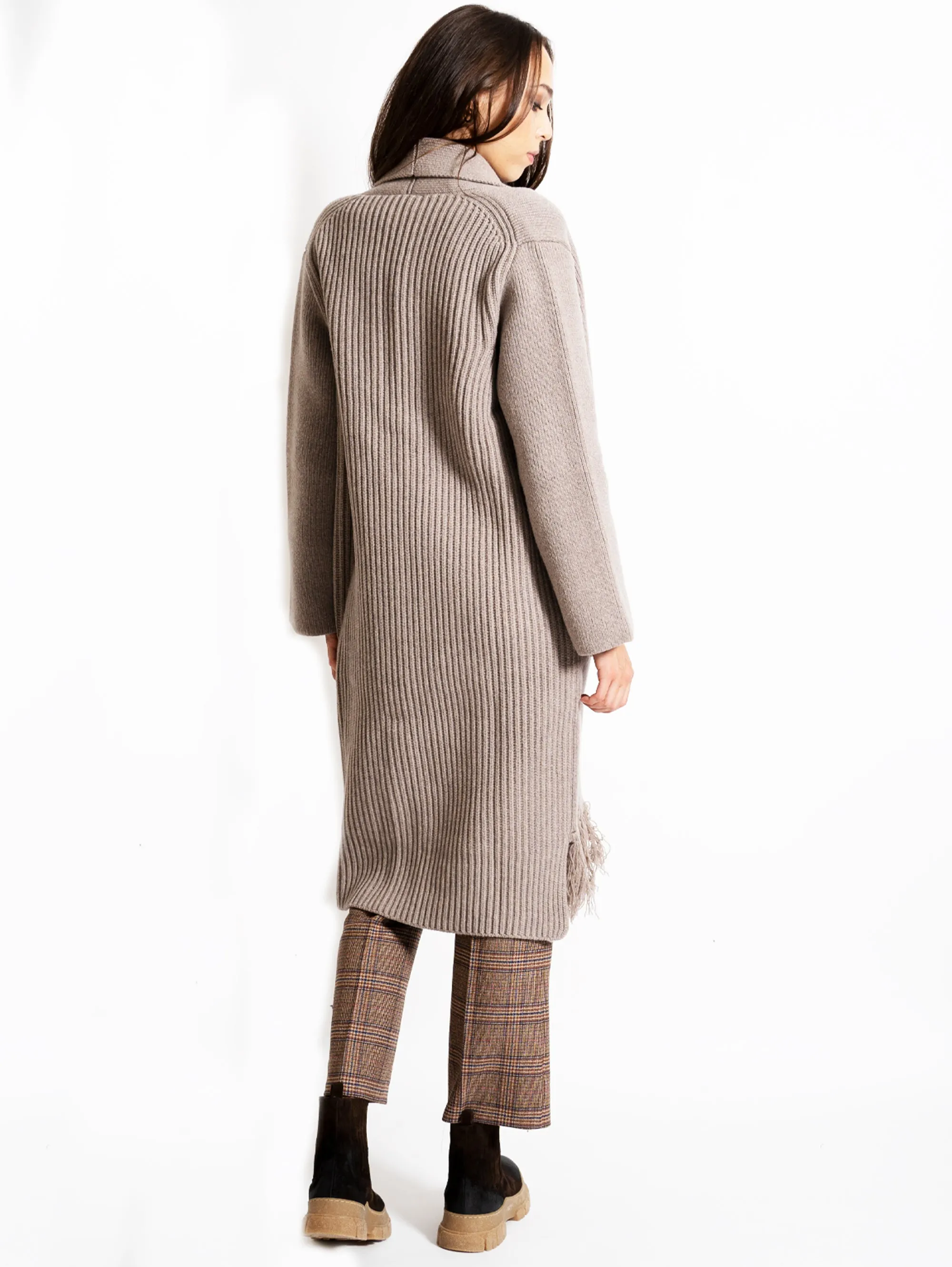 Maxi Cardigan in Maglia Sughero