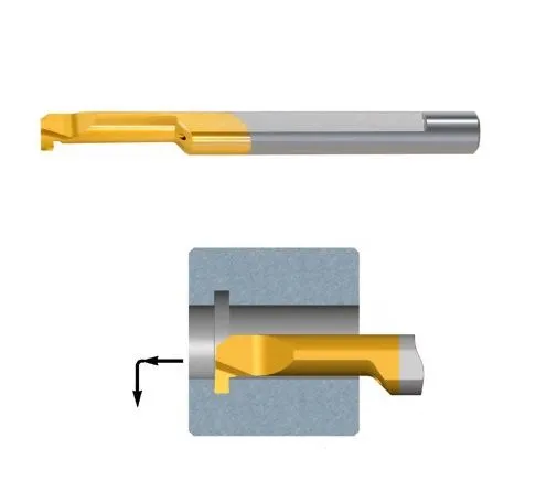 MGR7B1.5L22K20 Micro Bareno destro per scanalatura Tiny Tools Carmex in metallo duro K20, fantina mobile