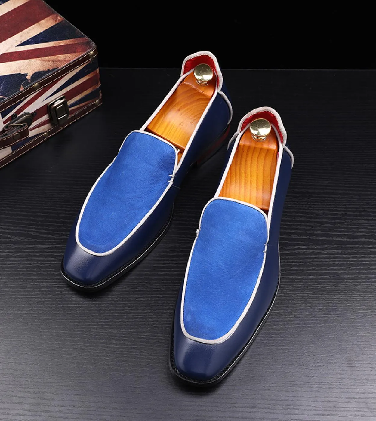 Mocassini Scarpe da uomo Finta pelle scamosciata Cuciture Pu Tinta unita Moda Classico Business Casual Matrimonio Quotidiano Pun