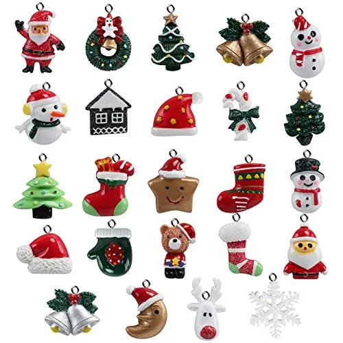 Naler 24 Ciondoli Natalizi Decorazione di Natale Christmas Fascino del Pendente Addobbi per Albero di Natale Fascino della Resin