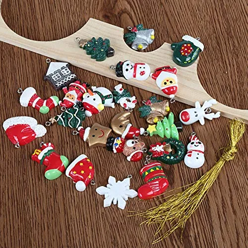 Naler 24 Ciondoli Natalizi Decorazione di Natale Christmas Fascino del Pendente Addobbi per Albero di Natale Fascino della Resin