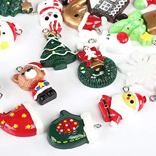 Naler 24 Ciondoli Natalizi Decorazione di Natale Christmas Fascino del Pendente Addobbi per Albero di Natale Fascino della Resin