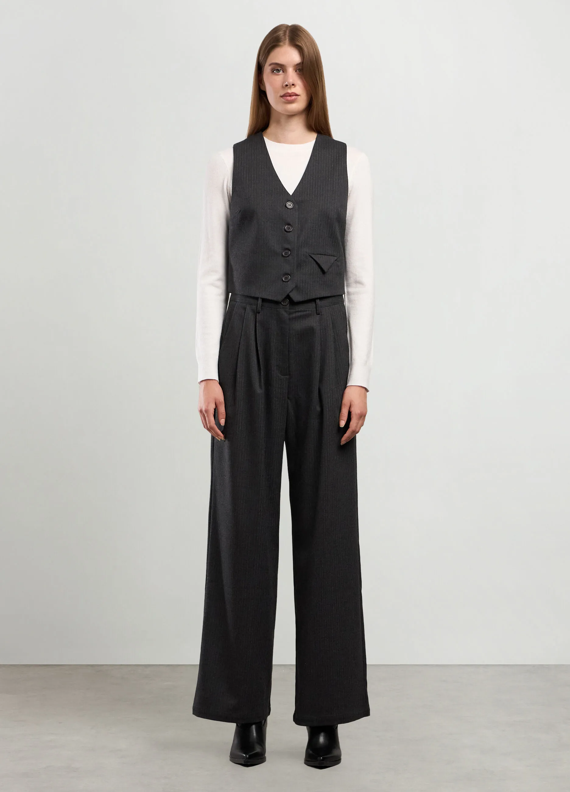 NICE & CHIC  Pantalone palazzo gessato donna