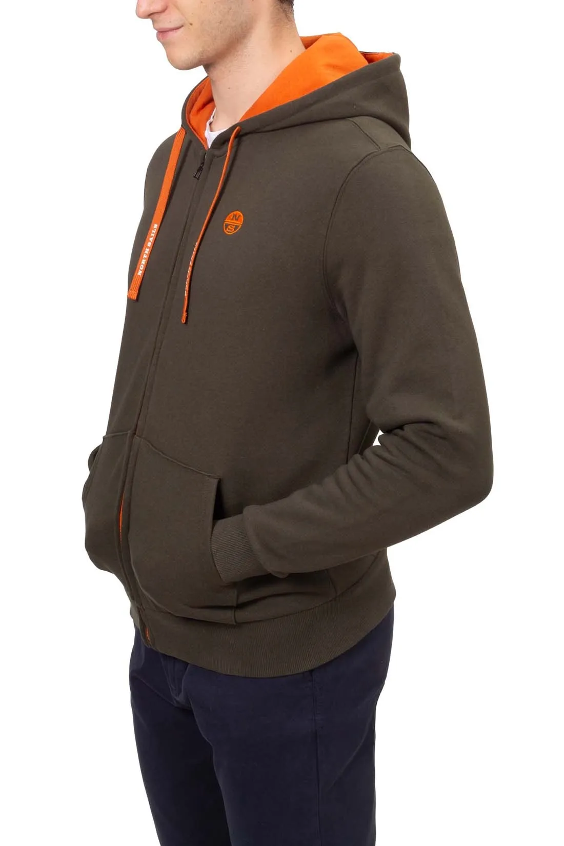 NORTH SAILS Felpa invernale uomo con zip e cappuccio