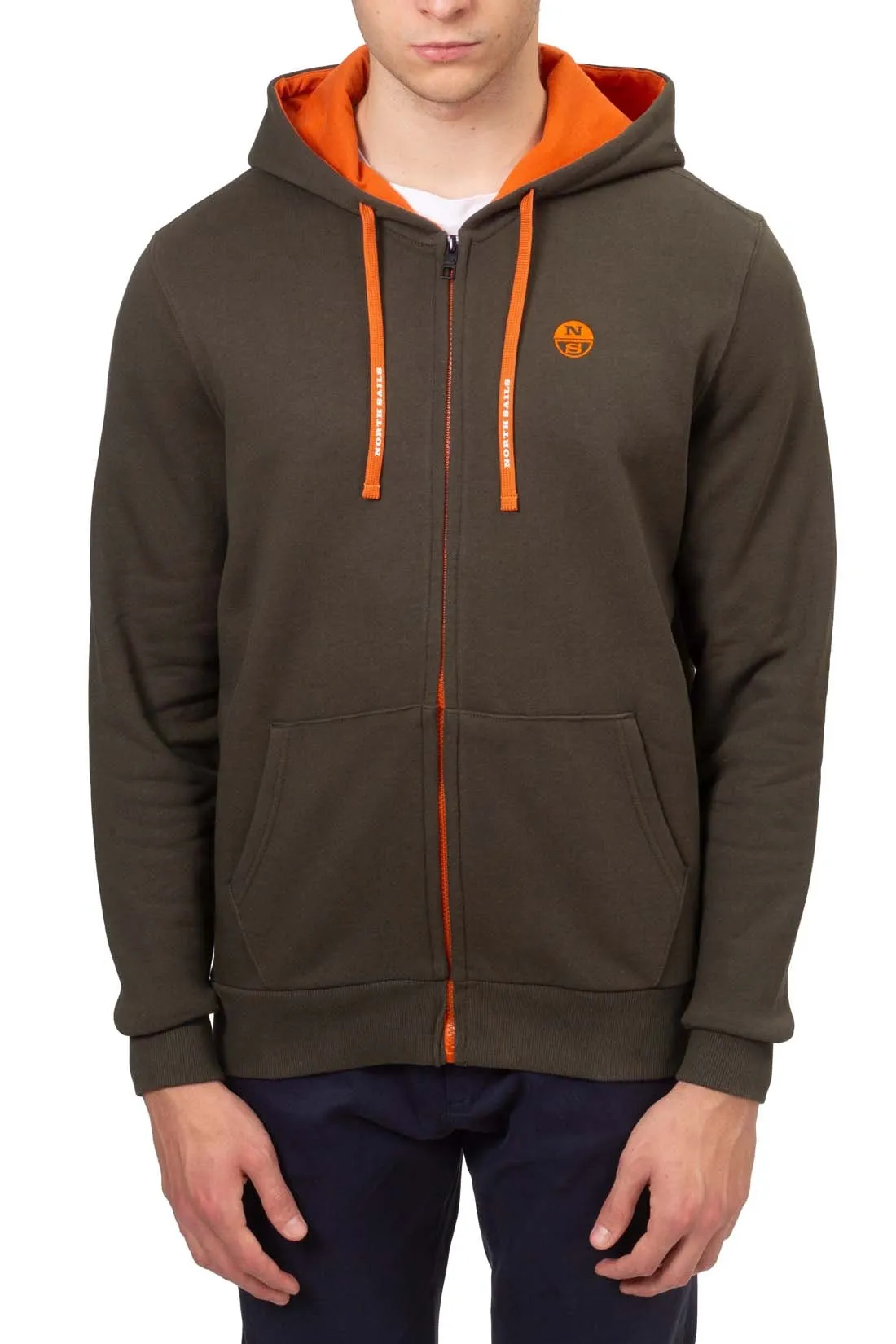 NORTH SAILS Felpa invernale uomo con zip e cappuccio