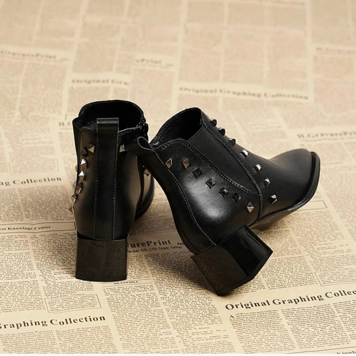 Nuove scarpe da donna inverno impermeabile tinta unita di base Pu peluche gomma tacco quadrato testa tonda cerniera per adulti c