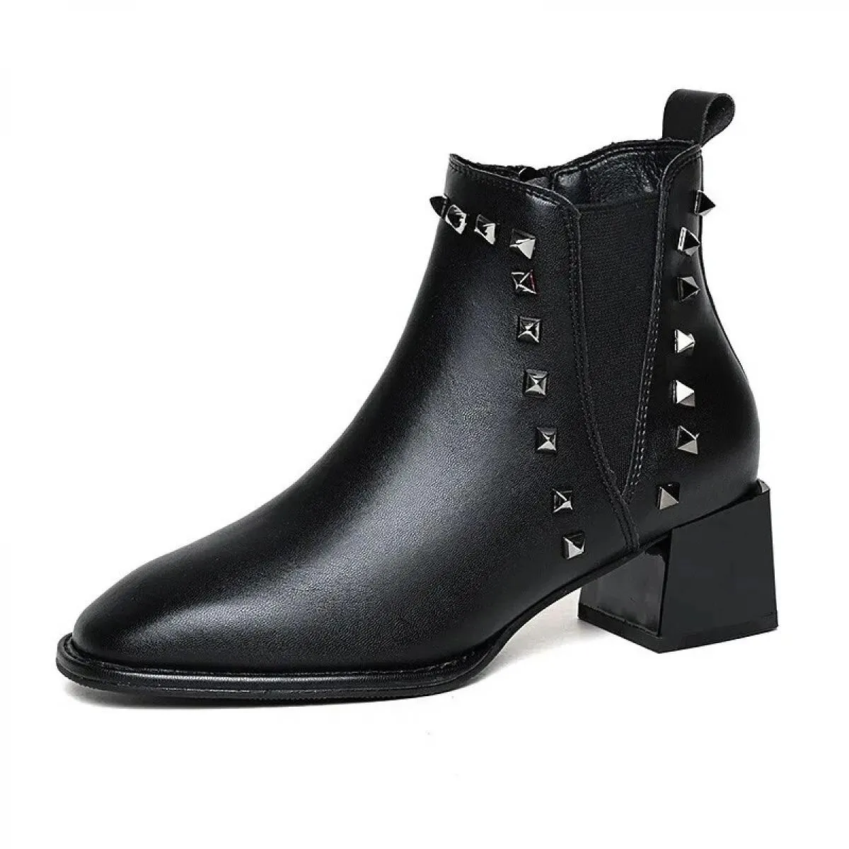Nuove scarpe da donna inverno impermeabile tinta unita di base Pu peluche gomma tacco quadrato testa tonda cerniera per adulti c