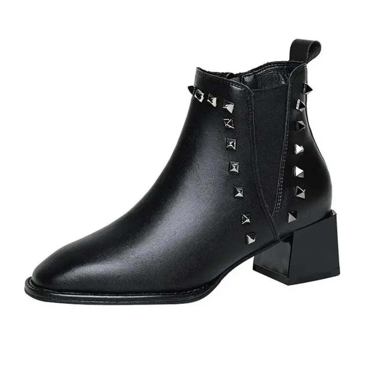 Nuove scarpe da donna inverno impermeabile tinta unita di base Pu peluche gomma tacco quadrato testa tonda cerniera per adulti c