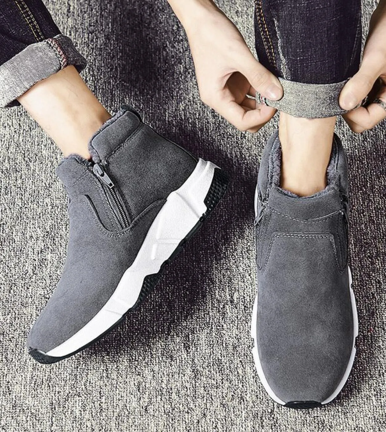 Nuovi stivali da neve da uomo caldo inverno casual scarpe alte da esterno sneakers stivali da neve da uomo con fodera in lana sn
