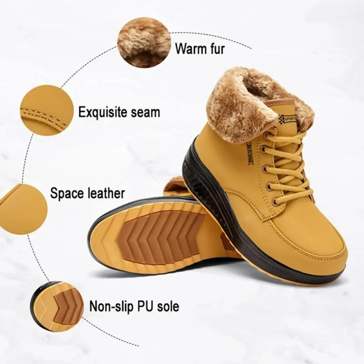 Nuovi stivali rampicanti da donna Scarpe con plateau da donna Stivali da neve caldi in peluche Stivali invernali da donna Pantof