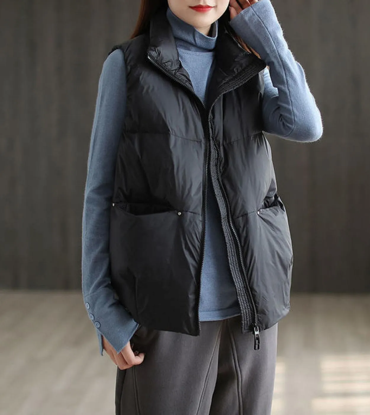 Nuovo 2022 autunno inverno moda donna senza maniche allentato cappotto corto spesso caldo solido cerniera casual bianco piumino