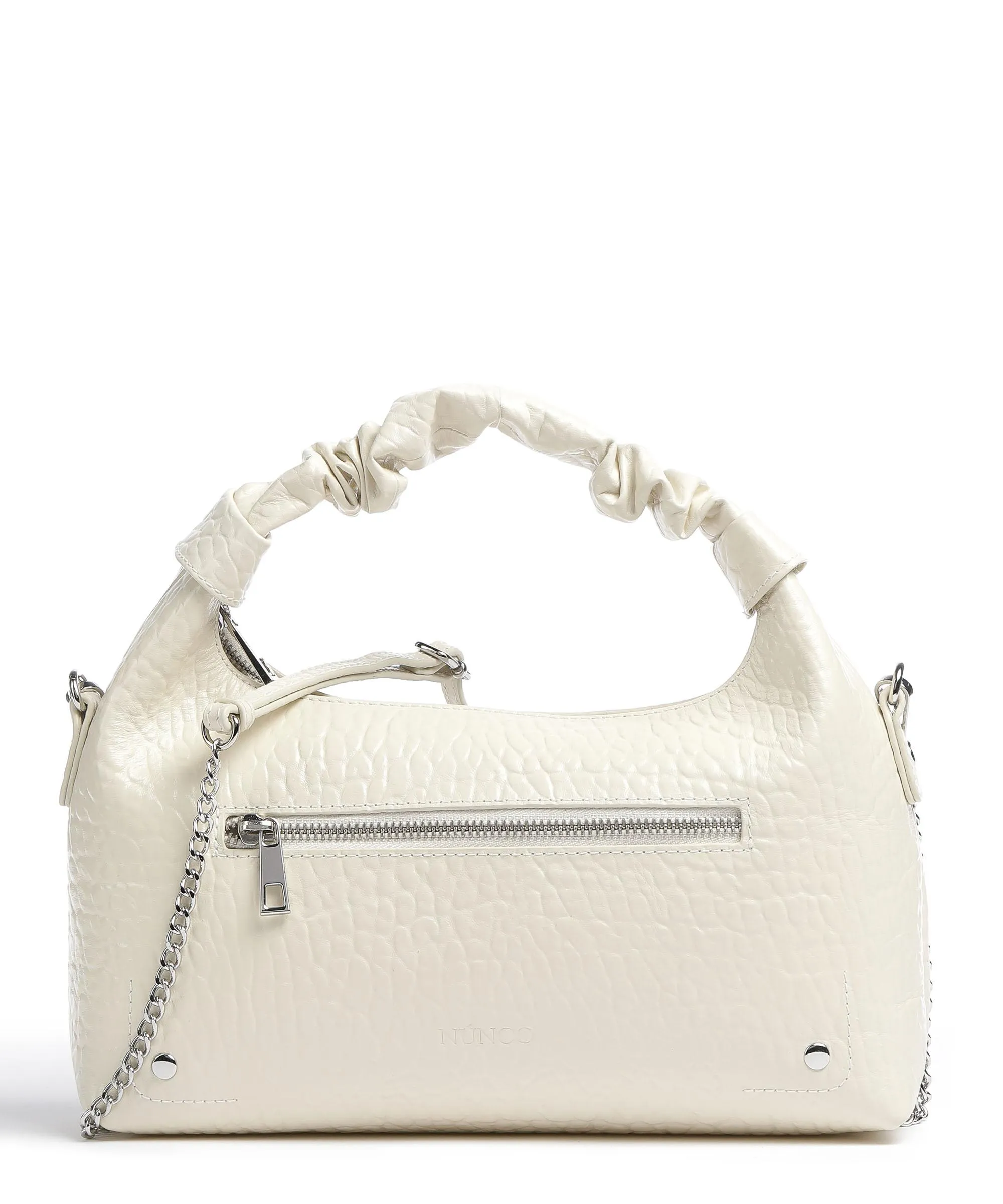  Núnoo New Zealand Dandy Borsa a mano pelle di vitello goffrata avorio  