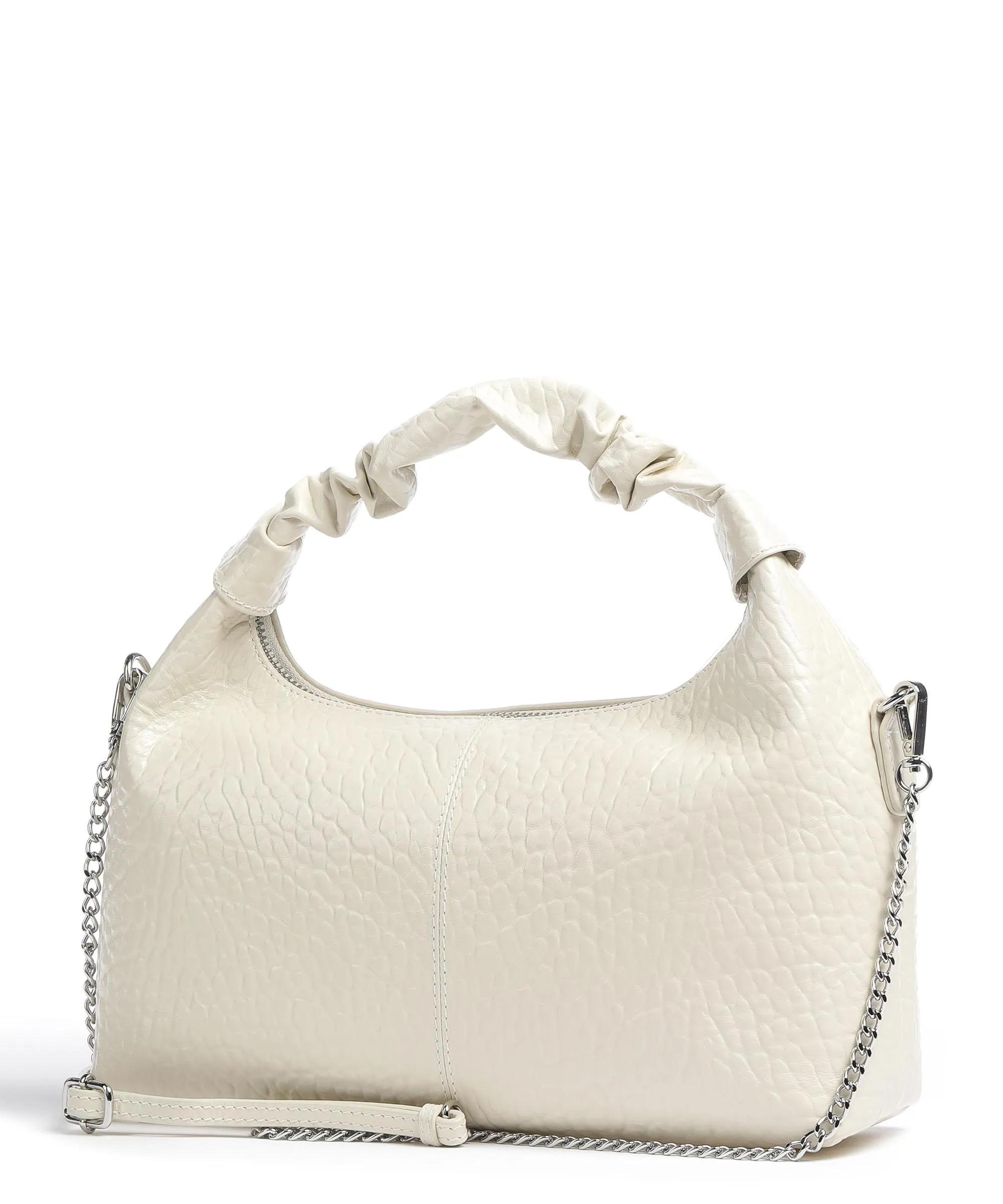  Núnoo New Zealand Dandy Borsa a mano pelle di vitello goffrata avorio  