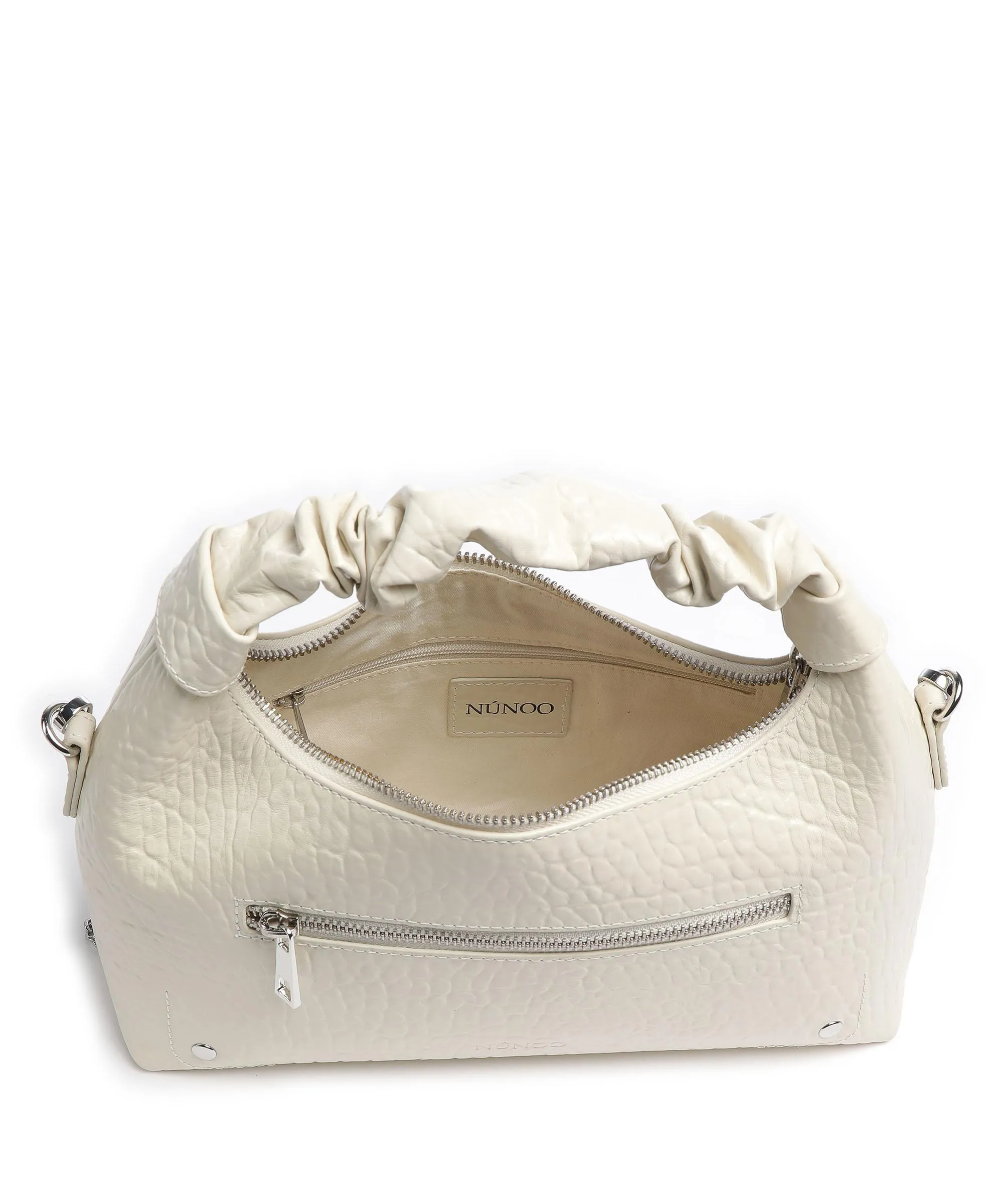  Núnoo New Zealand Dandy Borsa a mano pelle di vitello goffrata avorio  