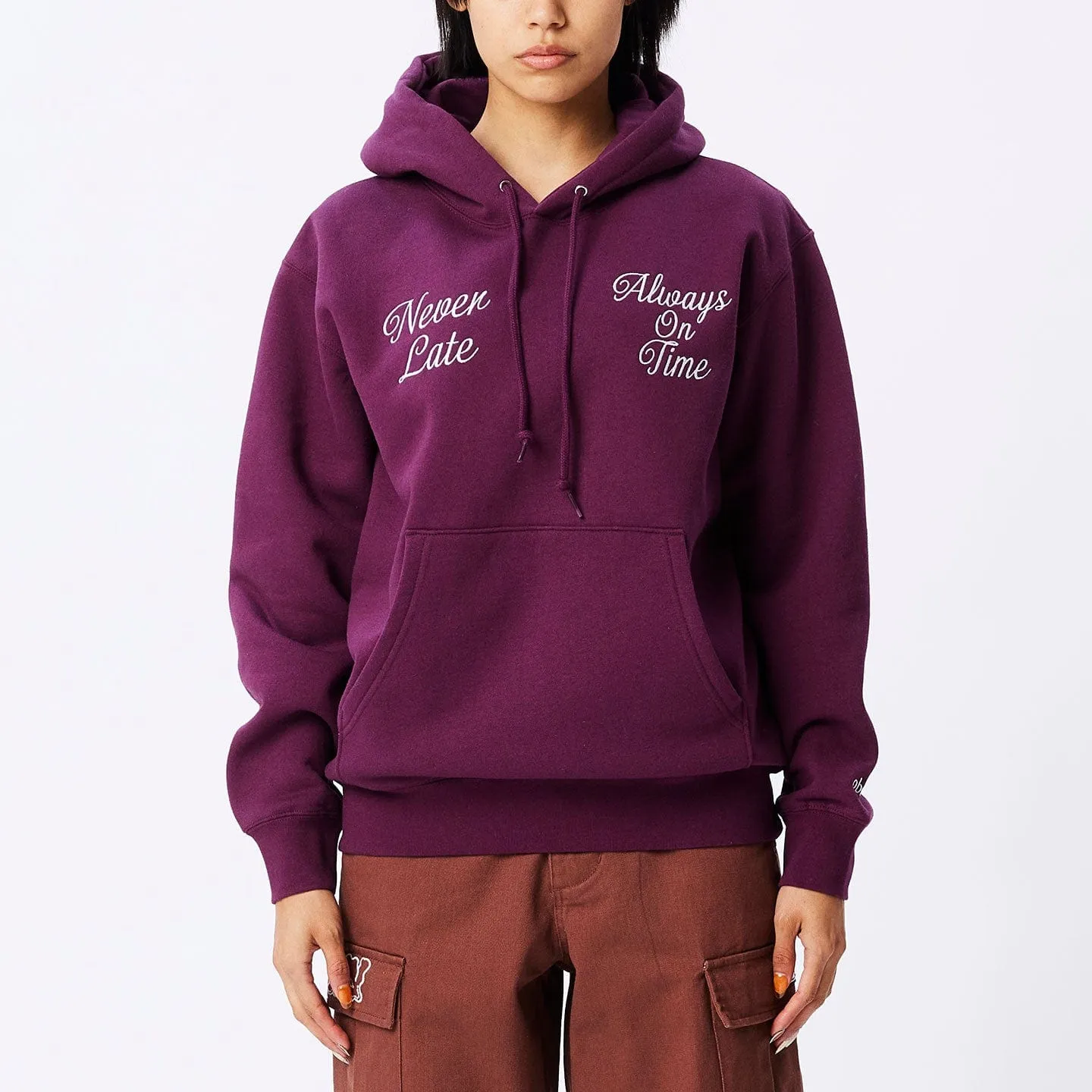 OBEY LATE HOOD SPECIALTY FLEECE - BEETROOT