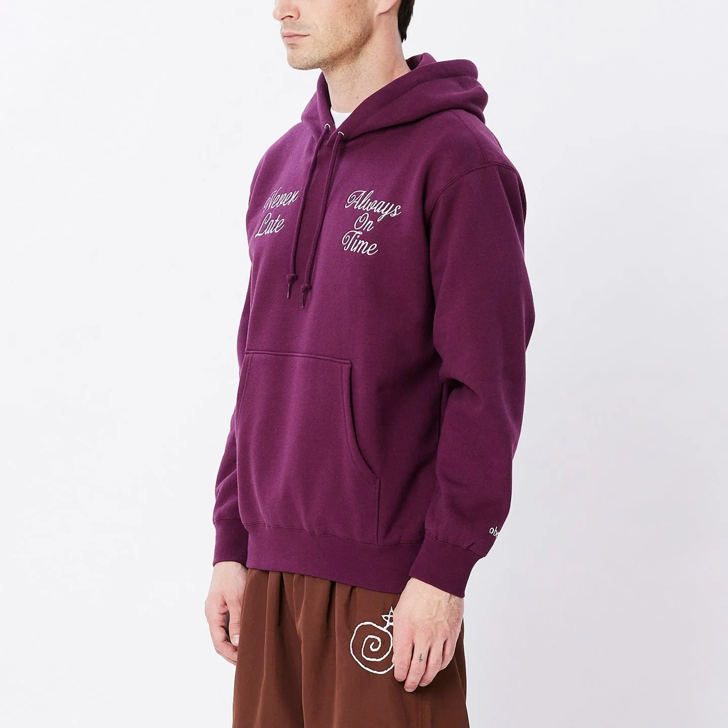 OBEY LATE HOOD SPECIALTY FLEECE - BEETROOT