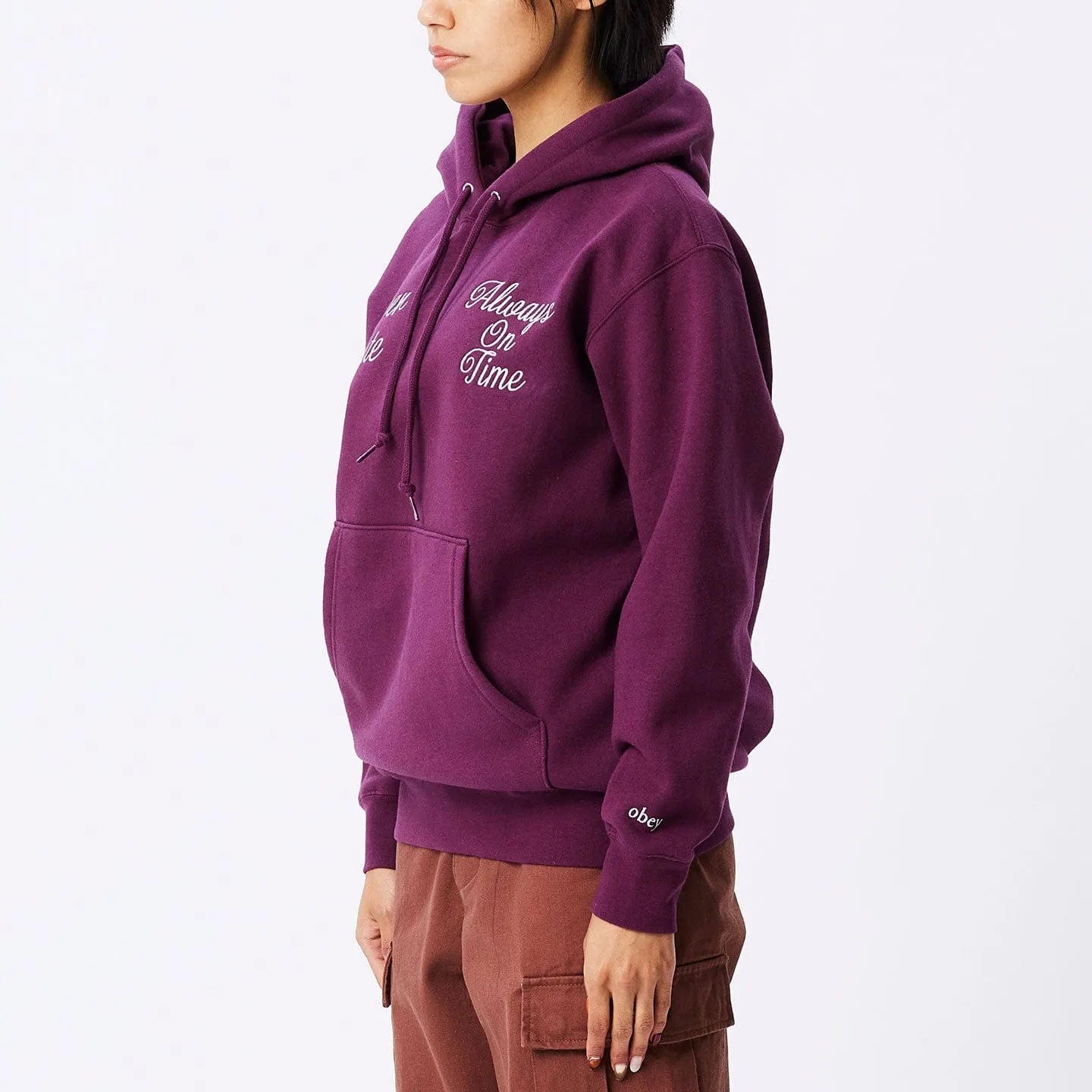 OBEY LATE HOOD SPECIALTY FLEECE - BEETROOT